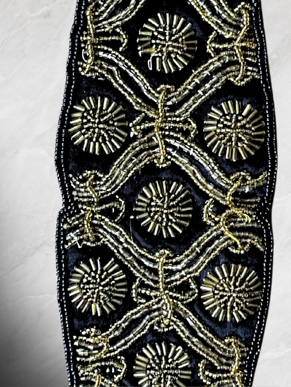 90’s Embellished Black and Gold Beaded Women's Belt
